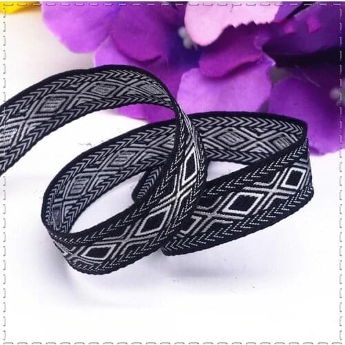New 1cm (1 meter/lot) lozenge Geometry grosgrain ribbon Woven Jacquard Ribbon DIY Clothing hats accessories decoration supplies