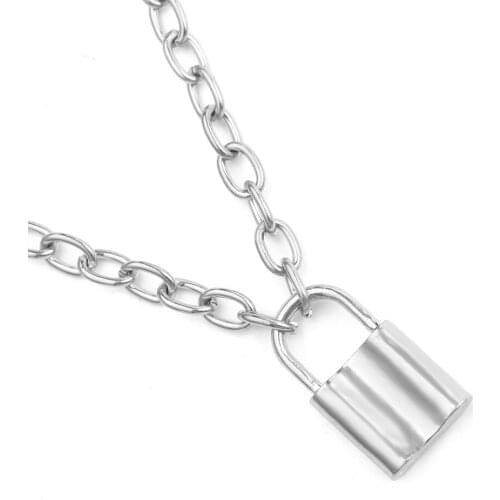 Fashion Rock Punk Cross Lock Pendant Necklace Mens Party Apparel Accessories