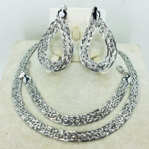 Fashion Dubai gold jewelry set African bridal wedding gift for women Saudi Arabia Necklace Earrings collar jewelry