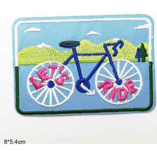Outdoor Sports Theme Ride Bike Biker Patches Iron On Embroidered Clothes Patches For Clothing Stickers Garment Wholesale