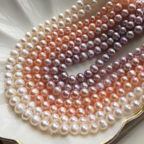 Natural freshwater pearl 7-8mm round gemstone beads for 925 sterling silver Jewelry Making Necklace Bracelet 15inch ICNWAY