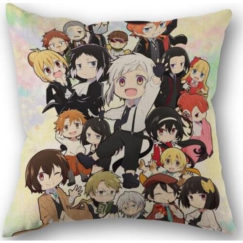Nice Bungou Stray Dogs Wan Pillowcase Cotton Linen Fabric Square Zipper Pillowcase 45X45cm Wedding Decorative Pillow Cover