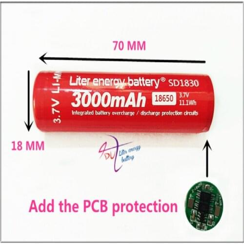 New Original Liter energy battery 18650B SD18650 Rechargeable Li-ion battery 3.7V 3000mAh Add the PCB protection