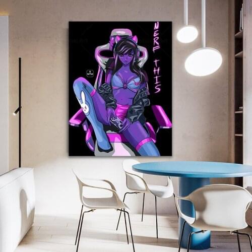 Overwatch Video Game Poster Sexy Girl DVA Artwork Painting Home Decor Bikini Anime Wall Picture
