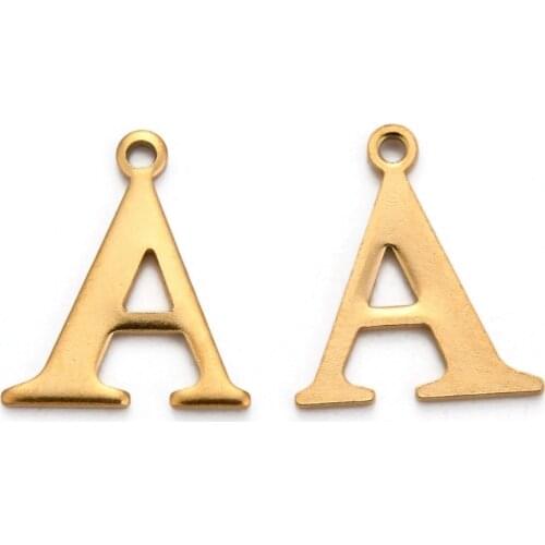 20pcs Vacuum Plating Golden 304 Stainless Steel 26 Alphabet Charms Pendant Letter.A~Z for Bracelet necklace jewelry DIY making
