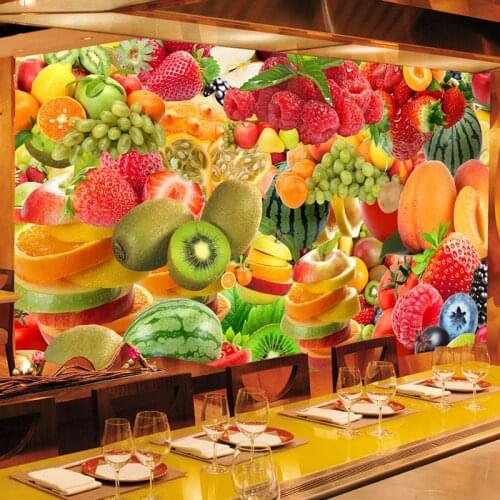 Custom Any Size Wallpaper 3D Fresh Fruit Mural Restaurant Cafe Fruit Store Backdrop Wall Decor Modern Creative Mural Wall Papers
