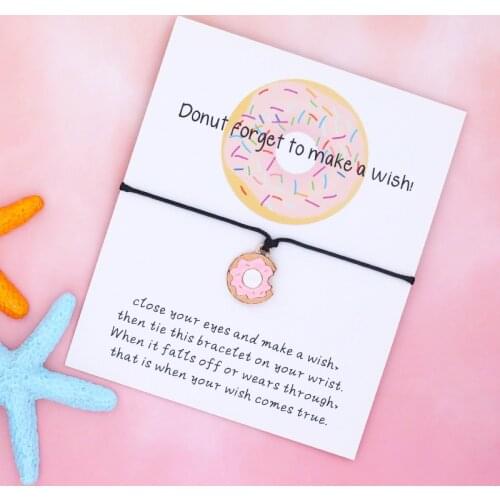 Donut Wish Bracelet Colorful Hollow Heart Doughnut Pendants Charm Friendship Bracelet Women Men Something Sweet Bracelet Gifts