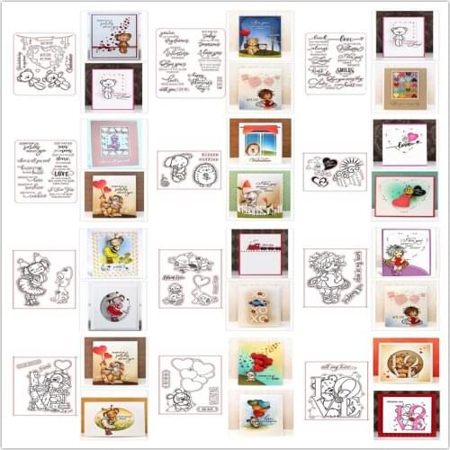 5*6.5 /3*4Clear Silicone StampsLittle Girl Sweet Bear Doll Balloon Love Words DIY Scrapbooking Making Template 200 Hot Sale #7