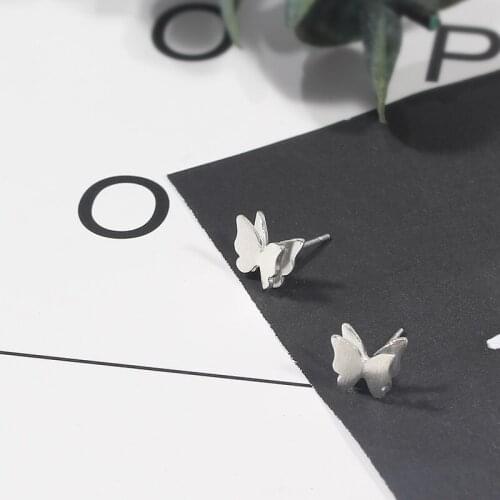 925 Sterling Silver Three-Dimensional Butterfly Stud Earrings For Women Casual Style Girl Earings