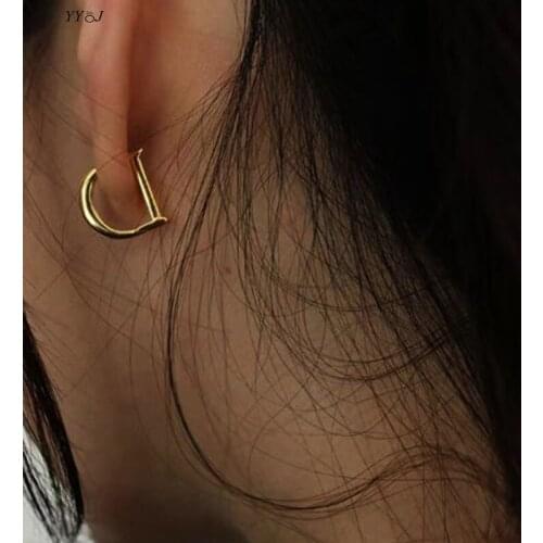 D letter hoop earrings for women stainless steel gold minimalist earrings unique unusual free tarnish wholesale items 2021