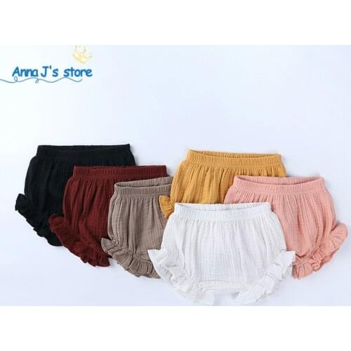 Toddler Infant Baby Boy Girl Kids Ruffles Shorts Bottoms Solid PP Bloomers cotton Linen Bread pants Covers Cute Panties NZ308
