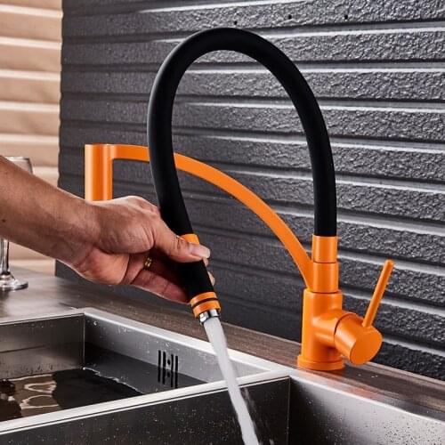 Vidric Black Orange Green Mult-color Pull-out Kitchen Faucet Black Rubber 360 Rotation Single Handle Mixer Tap Kitchen Faucet