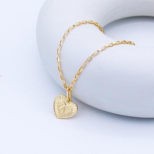 SRCOI Geometric Heart Letter Double-Sided Pendant Simple Fashion Flat Oval Link Chain Necklace Choker Women Party Jewelry 2020