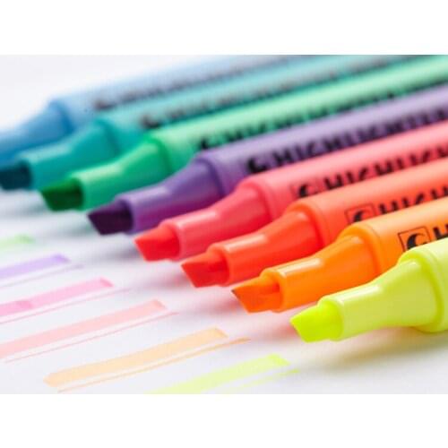 Student stationery Focus mark pen Colorful highlighter mix color 15pcs free shipping