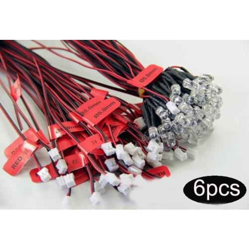 6PCS Led Lights Bulb Diameter 3mm/5mm 1:14 Tractor Lengthen 800mm LED Lamp Red/White/Orange Simulated Taillight for RC Car Model
