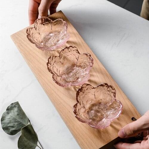 Japanese-style Irregular Glass Seasoning Dish Sakura Dip Snack Dish Kitchen Sauce Butter Mustard Sushi Vinegar Cooking Bowl New