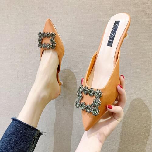 New Pointed Toe Women Bridal Wedding Shoes Rhinestone Crystal Shallow Pumps Stiletto High Heel Sandals Zapatos De Mujer 34-39