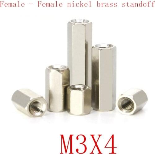 100PCS m3x5 M3*5 Female to Female nickel Brass Standoff Spacer M3 Hexagonal Stud Spacer Pillars