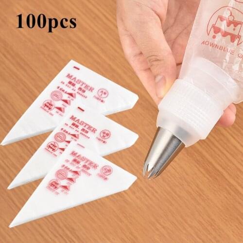 100Pcs Pack Pastry Bag S/M/L Size Disposable Pastry Piping Bags Kitchen Icing Nozzle Food Bags Cup Cake Baking Tools