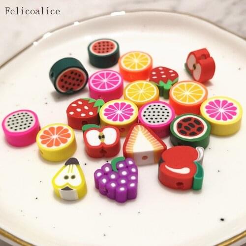 1000pcs 10mm Mixed Color Fruit Polymer Clay Beads Spacer Loose Beads Charms for Necklace DIY Bracelet Jewelry Accessories