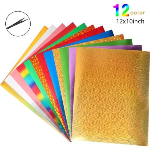 Laser Pvc Heat Transfer Vinyl Iron on Htv Bundle Glitter Thermal Stickers for T Shirts Clothes Clear Application Transfer