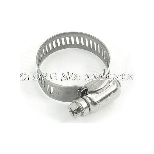 18-35mm Adjustable Hose Clamp Band Pipe Hoops Silver Tone Stainless Steel