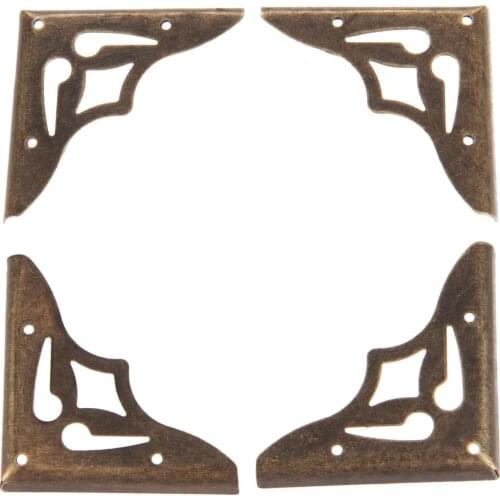 20Pcs 35mm Furniture Metal Corner Decorative Protectors Craft Antique Bronze Jewelry Box Corner Foot Wooden Case Bracket