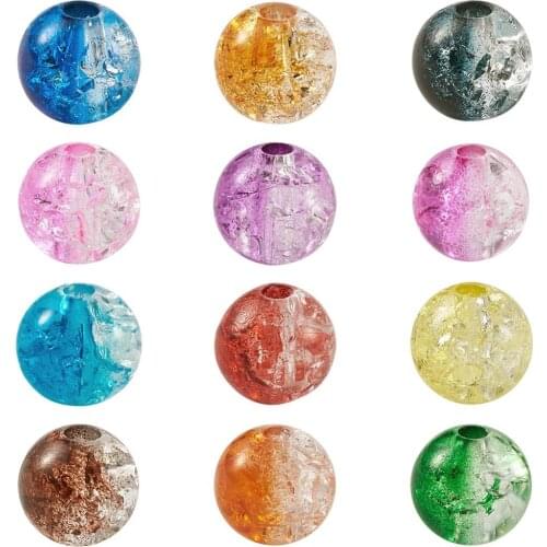 360pcs/Set Two Tone Transparent Crackle Acrylic Half Spray Painted Beads For Necklaces Bracelet Jewelry Making Round Mixed Color