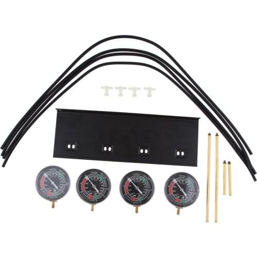 4Pcs Gauge 1 Set Universal Carburetor Vacuum Gauge Synchronizer Tool with Rubber Hose, Adapters, Mounting Plate
