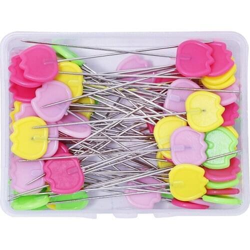 50/100PCS Tulip Bird Flower Pins Multi-color Patchwork Pins Flower Button Head Pin Box Home Decoration Crafts Pin DIY Arts Tool