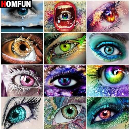 HOMFUN Diamond painting "Colored eye scenery" Full Square/Round Drill Wall Decor Inlaid Resin Embroidery Craft Cross stitch