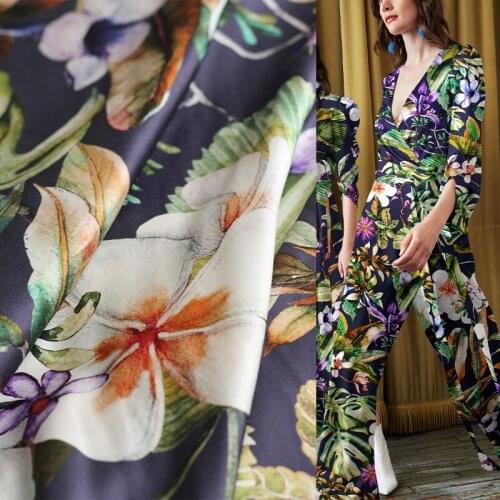 White waxberr 20momme Elastic Twill Satin Silk Flowers Fabrics Garment Materials Women Dress DIY Sewing Cloth Freeshipping