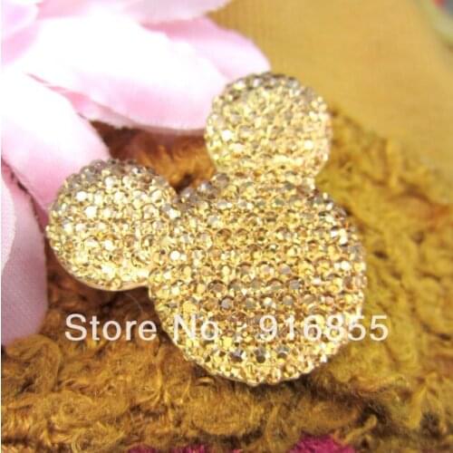 Free shipping! 50pcs/lot 35*30mm brown mickey head shape flatback Resin rhinestone for DIY phone case decorative