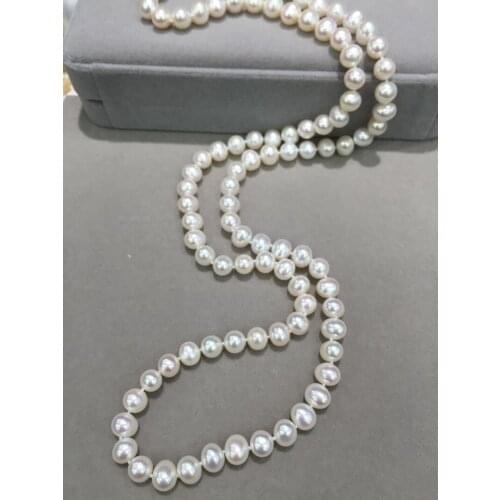 8-9MM Long Fresh Water Pearl necklace Real Pearl White Multi Color 80CM accept order any lenth fashion women jewelry Classic