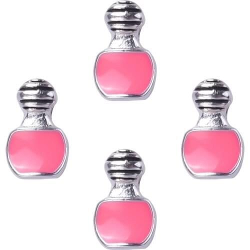 20Pcs/Lot Enamel Perfume Bottle Floating Charms Making Women Memory Glass Locket Jewelry Wholesale