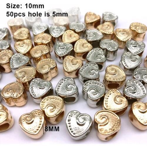 50/100pcs European Bead 10mm Heart CCB Beads Big Hole Bead Needlework Spacer Bead for Jewelry Findings (not Metal)
