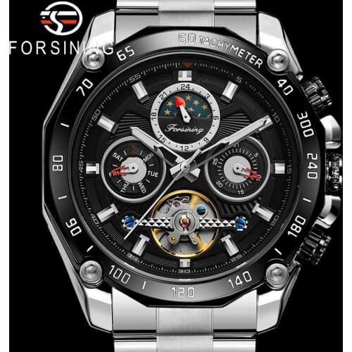 FORSINING Tourbillon Automatic Mechanical Men Wristwatch Military Sport Male Clock Top Brand Luxury Date Week Man Watch 6913