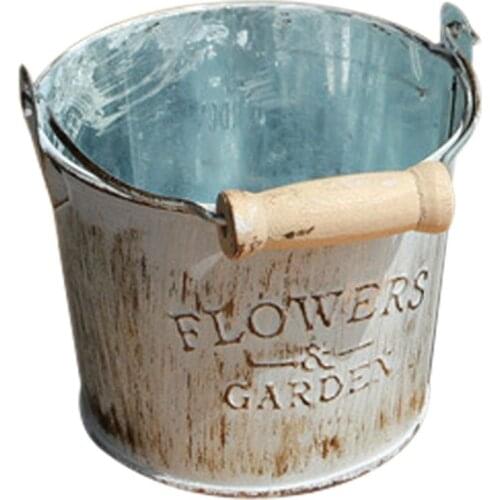 Hot Sale Country retro old metal flower bucket flower creative home desktop decoration metal craft iron bucket small flower po