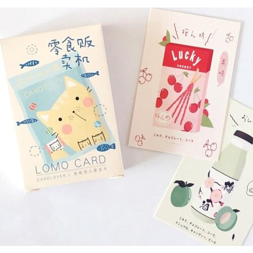 28 Sheets/Set Cute Cat and Snack Lomo Card Mini Paper Postcard/Greeting Card/Birthday Gift Card Message Card