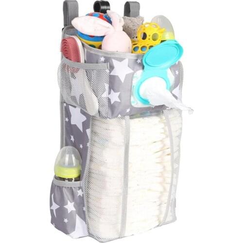Multifunctional Hanging Diaper Storage Bag Baby Crib Toy Tote Foldable Removable Pounch Infant Diaper Storage Bag Home Organizer