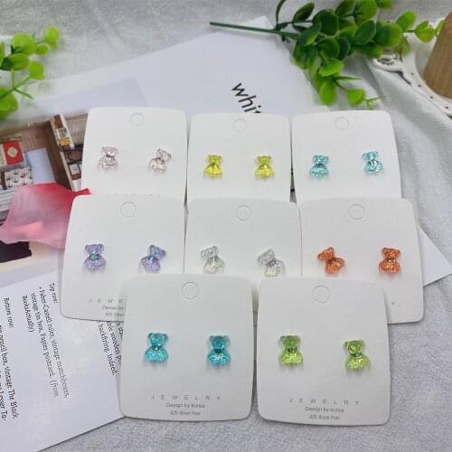 Cartoon Cute Colorful Animal Bear Stud Earrings for Girls Women Children Birthday Gift Lovely Jewelry