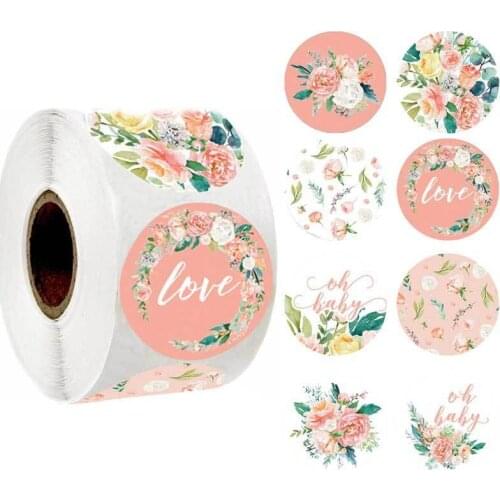 Multiple styles Flower Thank You Stickers 50-500pcs Seal Labels Pink Wedding Party Favors Envelope Supplies Stationery Stickers