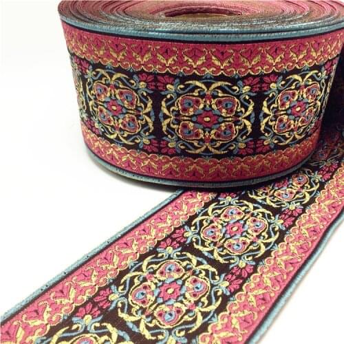 Invincible High quality PINK Exotic folk customs 8CMx300CM embroidery Woven Ribbon lace accessories DIY cloth skirt tablecloth