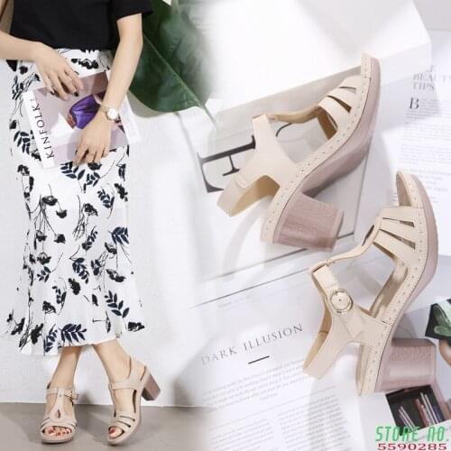 Autumn Womens sandals with thick heels and high heels European and American womens shoes Wedge sandals