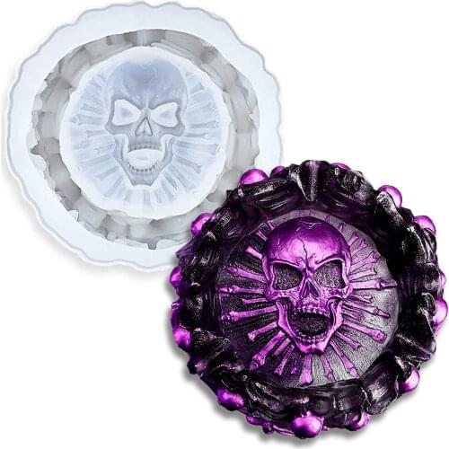 Skull Ashtray Storage Box Silicone Mold For Diy Uv Expoy Making Finding Accessories Jewelry For Resin
