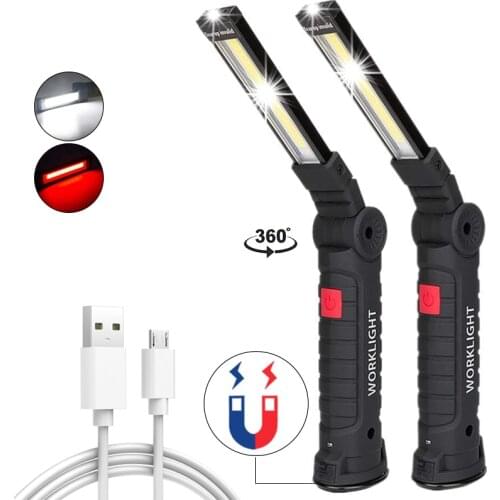 Built-in Battery USB Charging Portable COB Work Repair Lights 8000LM Super Bright LED Flashlight Bottom with magnet and hook