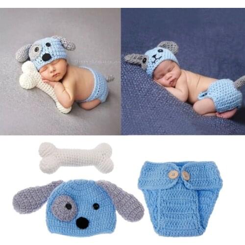 Newborn Photography Props Lovely Dog Costume Set studio photography Cute knitting photography clothes