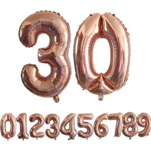 Rose Gold Number Foil Balloons Large Digit Helium Balloons wedding decorations Birthday Party Supplies Baby Shower