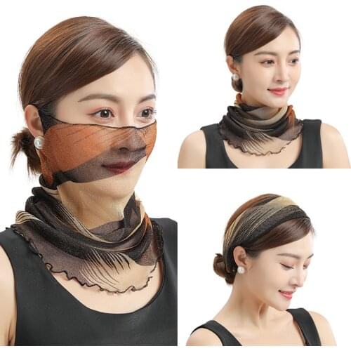 3 In 1 Women Scarfs Print Design Winter Warm Neck Scarves Summer Sunscreen Veil Spring Autumn Dustproof Female Face Cover