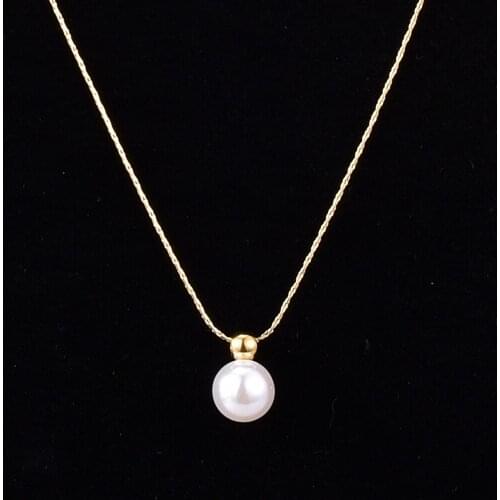 1 Pcs Stainless Steel Pearl Pendant Necklace For Women Gold Snake Bone Chain Necklace Femme Collier Fashion Jewelry Gift Unfade